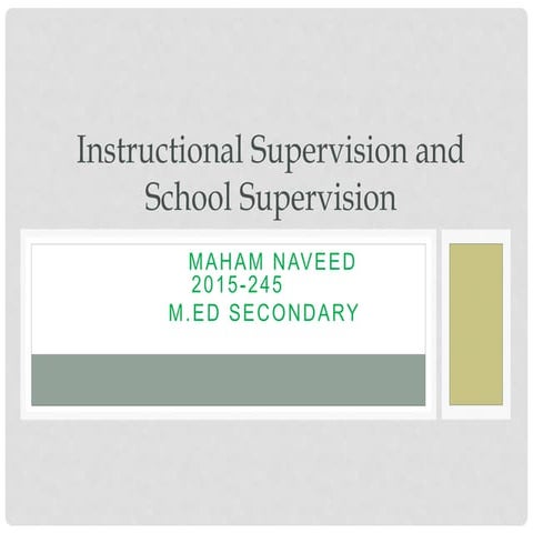 Instructional supervision,its models and school supervision