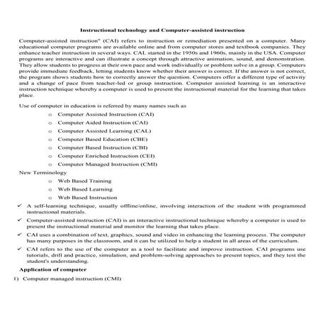 Instructional technology and computer