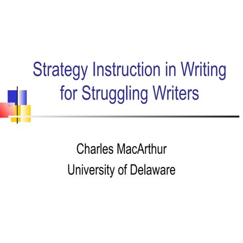 Strategy Instruction in writing