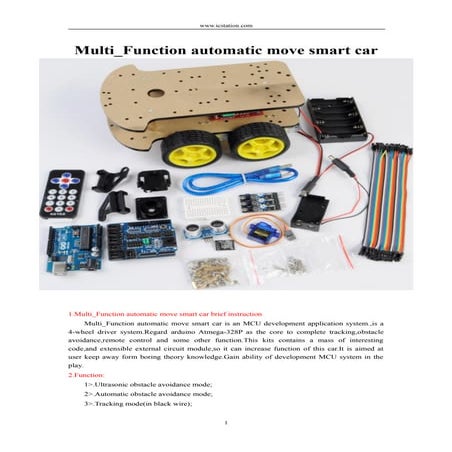 Multi-Function Automatic Move Smart Car for Arduino | PDF