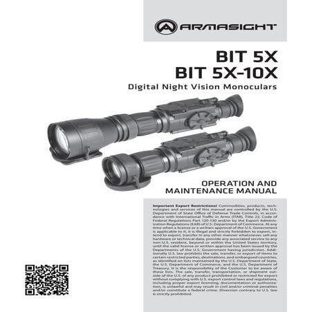 Instruction Manual ARMASIGHT BIT 5X-10X NV Monocular | Optics Trade