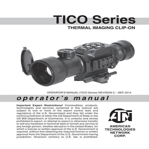 Instruction Manual ATN Tico Series Thermal Imaging Clip On | Optics Trade