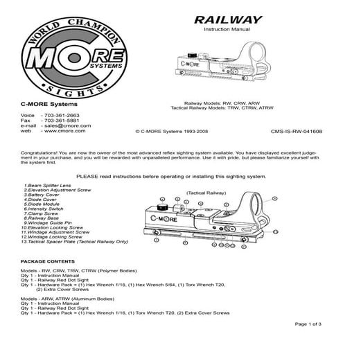 Instruction Manual C-MORE Railway | Optics Trade