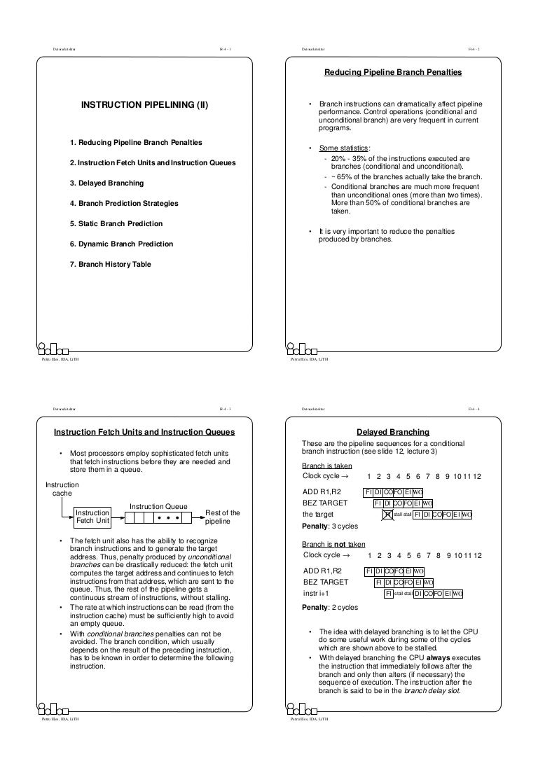 Instruction Pipelining Ii Instruction Pipelining Ii
