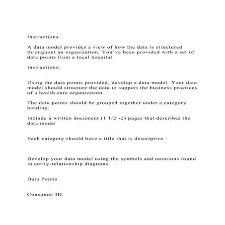 InstructionsA data model provides a view of how the data is .docx