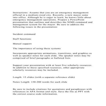 Instructions Assume that you are an emergency management official i.docx