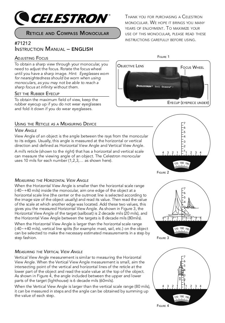 Instruction Manual Celestron Oceana Monoculars Optics Trade