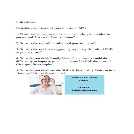 Instructions Describe your vision of your role as an APN.docx