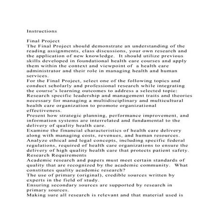 InstructionsFinal ProjectThe Final Project should demonstrat.docx