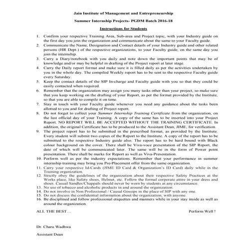 Summer internship guidelines (1) | PDF