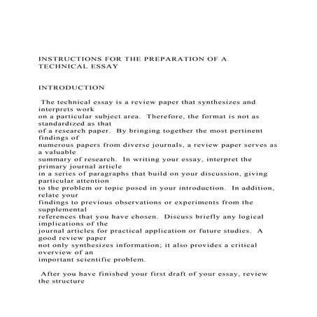 INSTRUCTIONS FOR THE PREPARATION OF A TECHNICAL ESSAY  .docx