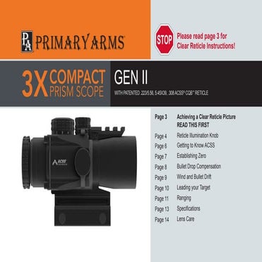 Instructions | Primary Arms PAC3X GEN II Red Dot Sight | PDF