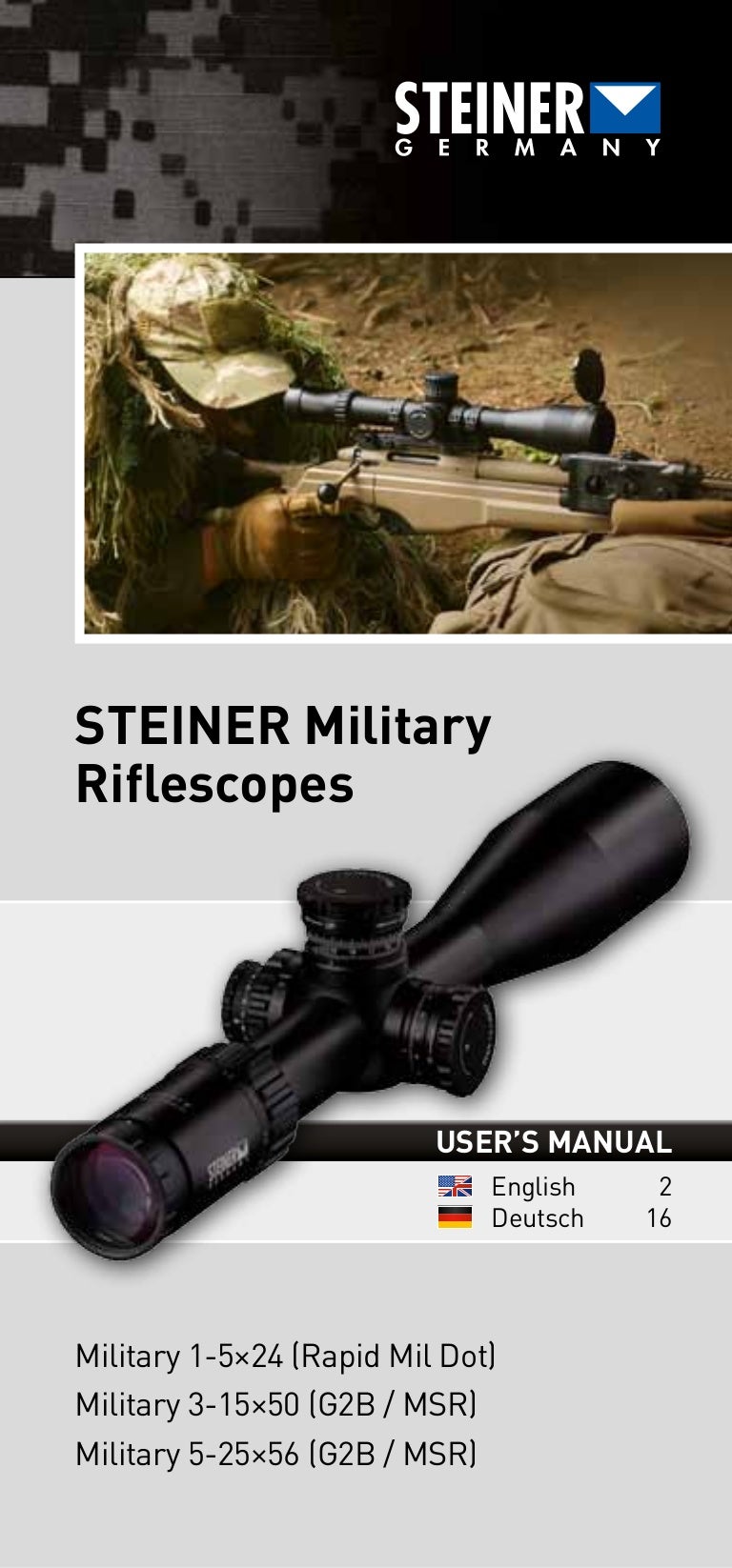 Instructions STEINER Military Rifle Scope Optics Trade