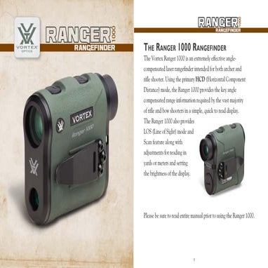 Instructions VORTEX RANGER 1000 Rangefinder | Optics Trade