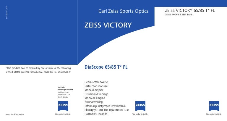 Instructions Zeiss Victory Diascope Optics Trade