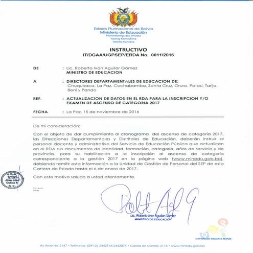 ACTUALlZACION DE DATOS EN EL RDA PARA LA INSCRIPCION  EXAMEN DE ASCENSO DE CA...