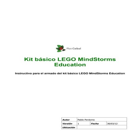 Instructivo kit basico lego mindstorms education