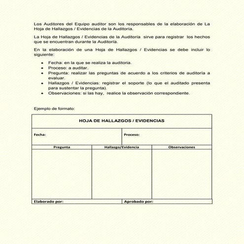 Instructivo hoja de hallazgos