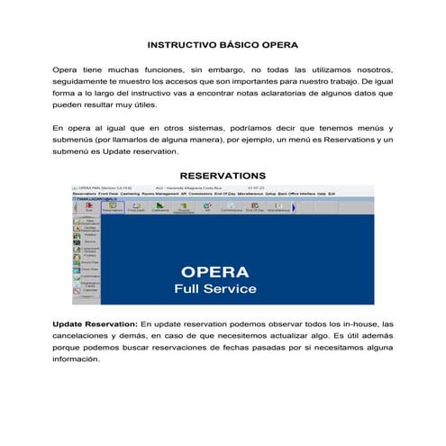 INSTRUCTIVO OPERA 1 para empezar a aprender del sistema | PDF