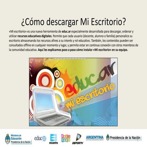 Instructivo para descargar «Mi escritorio»