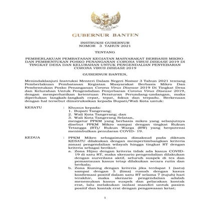 Instruksi Gubernur Banten Nomor 3 Tahun 2021
