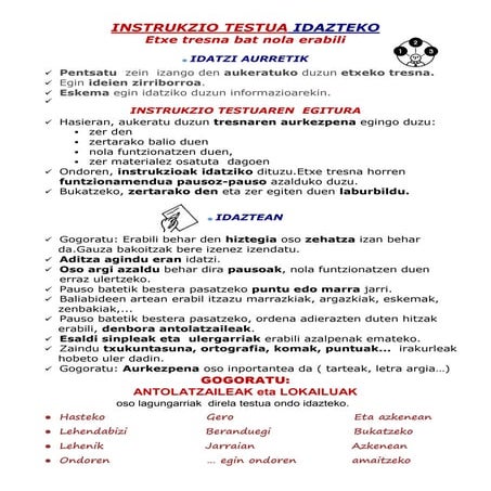 Instrukzioak etxe tresna idazteko jarraibideak n
