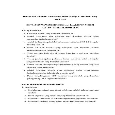 Instrumen Observasi - Wawancara Sekolah Luar Biasa