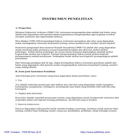 Instrumen penelitian | PDF