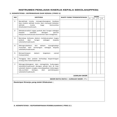 Instrumen penilaian kinerja kepala sekolah(ippksi)