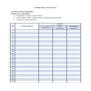 Instrumen  penilaian 