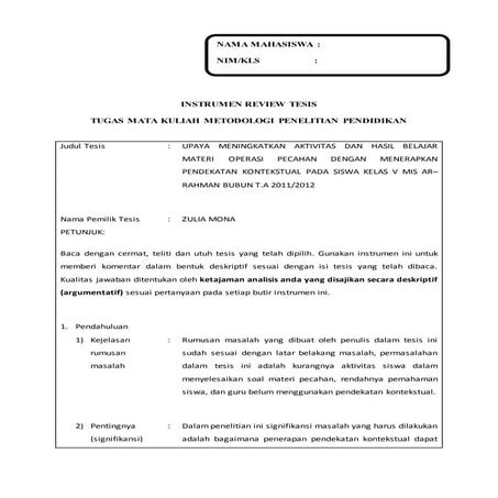 Instrumen Review Tesis