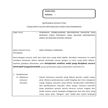 Instrumen Review Tesis