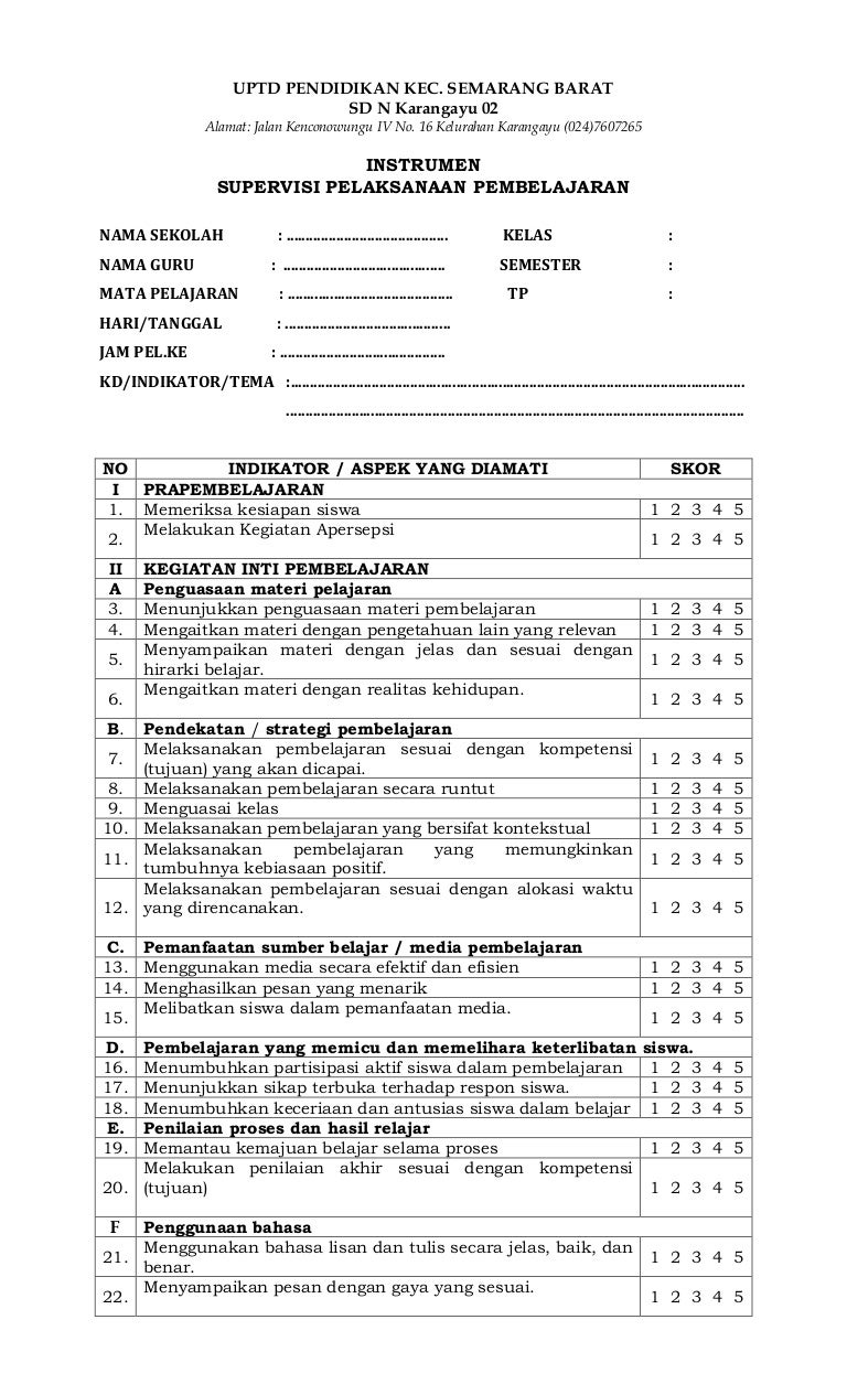 Instrumen supervisi guru