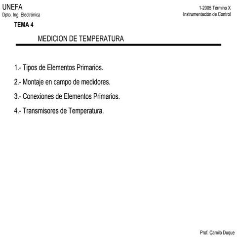 Instrumentación De Control   Clase 6 Temperatura
