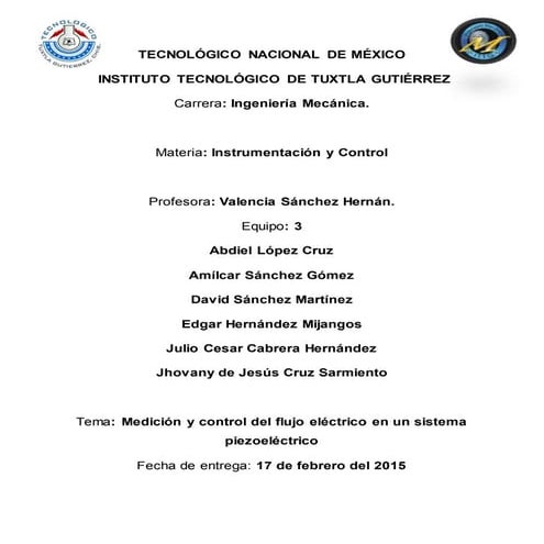 Ejemplo de protocolo; Medidor y control de flujo eléctrico a través de un sis...