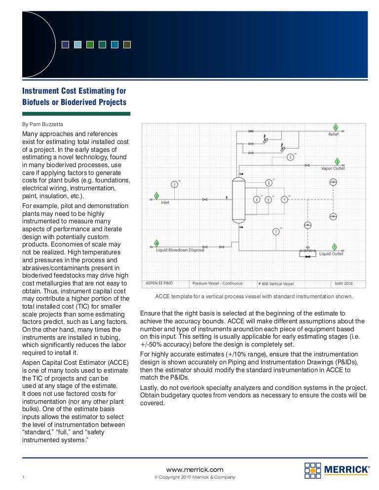 Instrument cost estimating