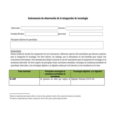 Instrumento de observaciòn de integraciòn de la tecnología