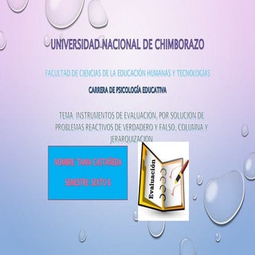 Instrumentos de evaluación, por solución de problemas reactivos de verdadero ...