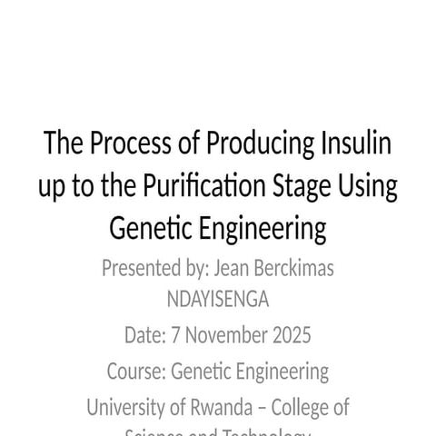 Insulin Genetic Engineering Presentation Template Pptx
