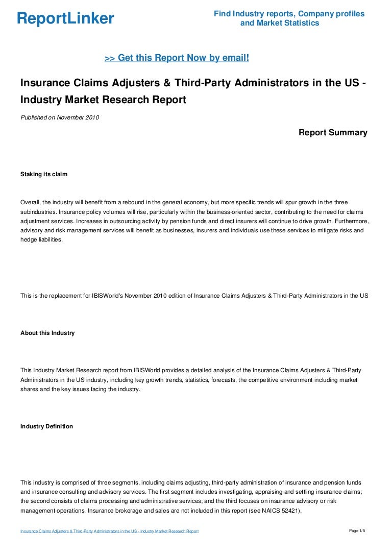 Insurance Claims Adjusters & ThirdParty Administrators in the US I…