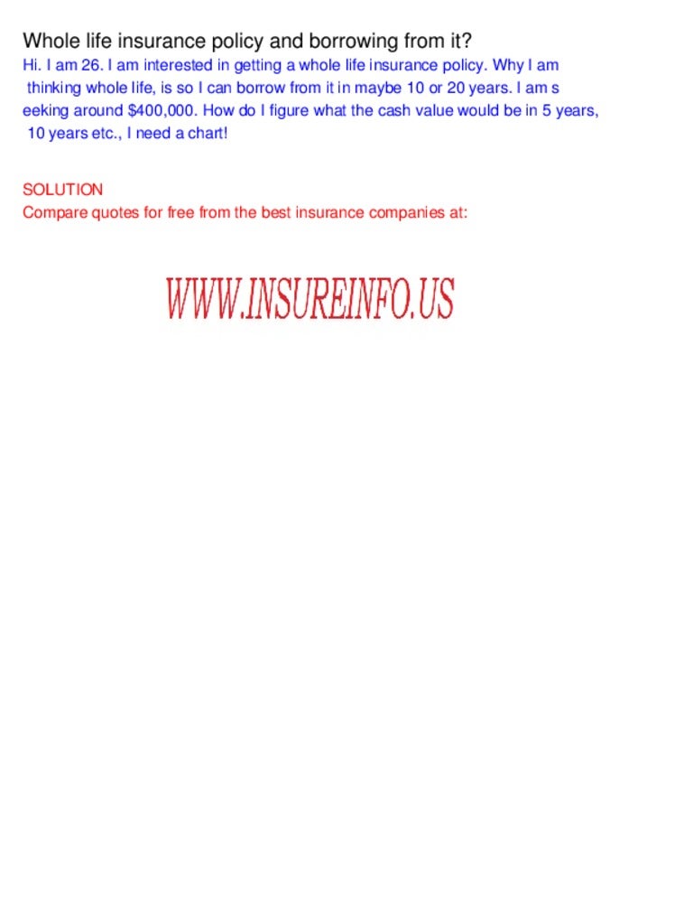 Whole Life Insurance Policy And Borrowing From It