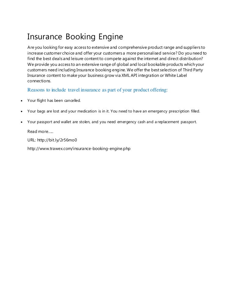 Insurance booking engine
