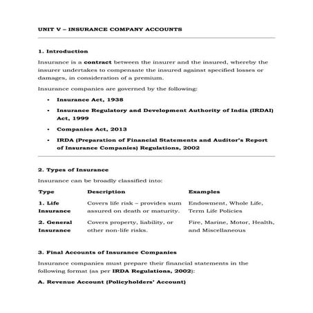 Accounts of insurance companies | PPSX