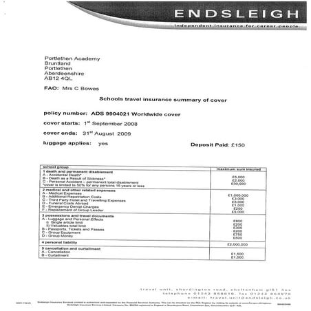 Schools insurance letter | PDF