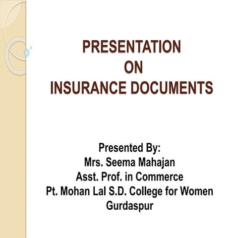 Insurance documents ppt