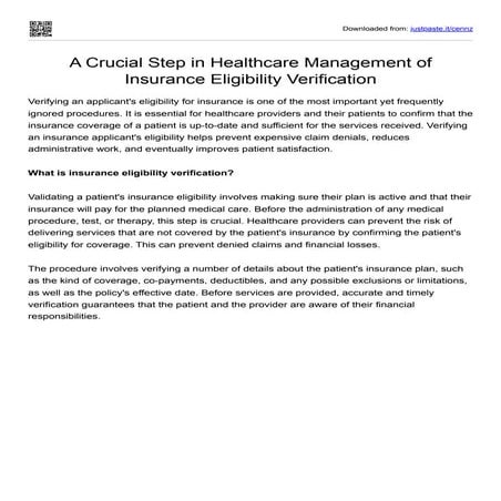 Crucial Step in Healthcare Management of Insurance Eligibility Verification