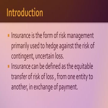 Introduction to Insurance industry and principles