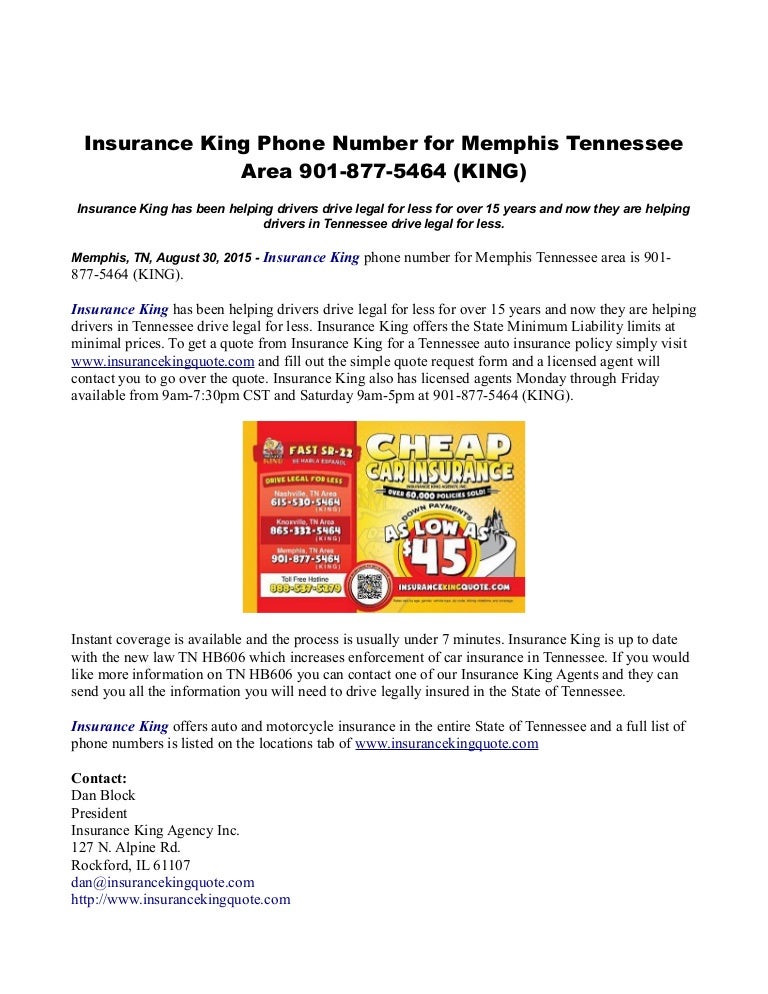 Insurance king phone number for memphis Insurance king phone number for memphis
