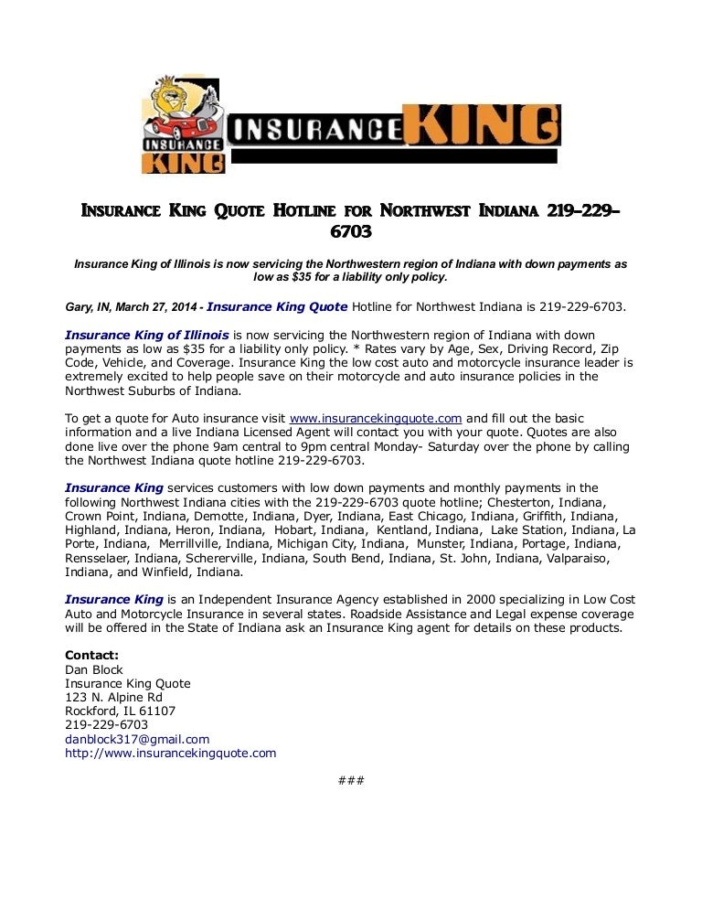 Northwestern Car Insurance >> Insurance King Quote Hotline For Northwest Indiana 219 229 6703 Northwestern Car Insurance >> Insurance King Quote Hotline For Northwest Indiana 219 229 6703