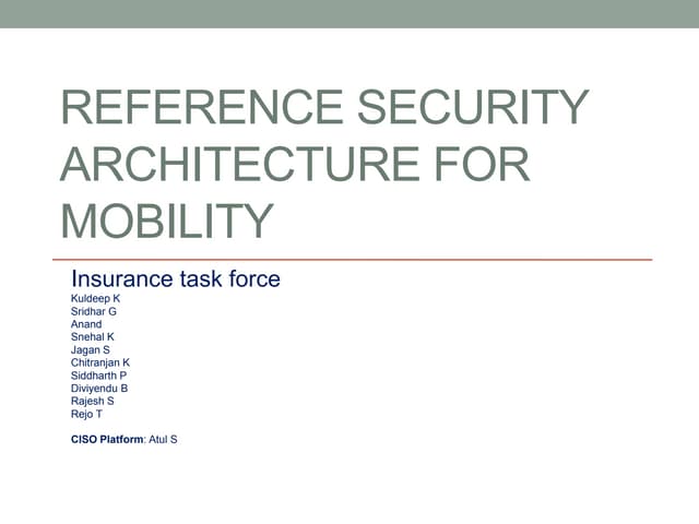 Reference Security Architecture for Mobility- Insurance